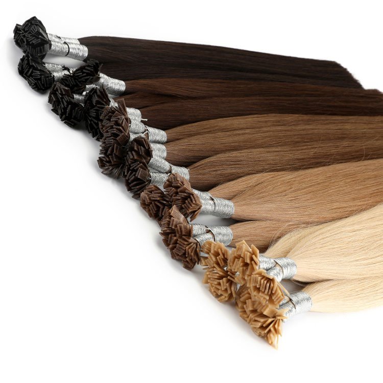 Natual Wavy Russian Karatin Remy Prebonded Flat Tip Hair Extensions