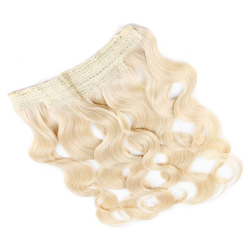 Hot Sale Tangle Free 100% Remy Human Hair Extensions Adjustable Transparent Wire Wavy Hairpiece