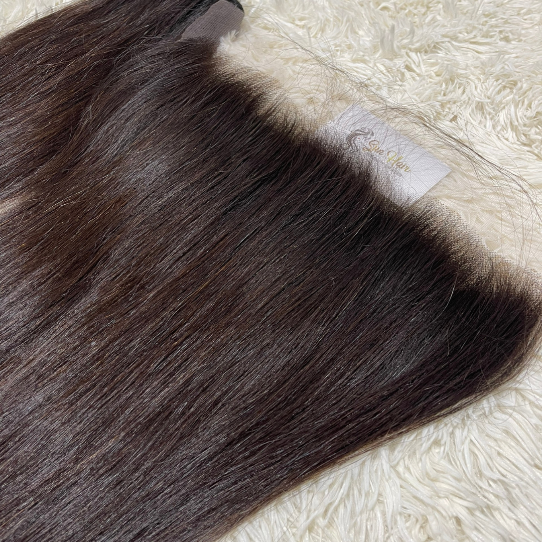 Wholesale 13x6 HD Natural Brown Lace Frontal Extensions 100% Virgin Bundles Custom Logo Top Suppliers Tape Vietnamese Origin