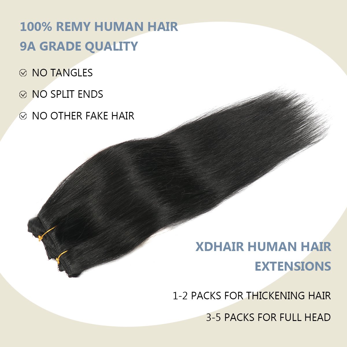 High Quality most black Double Drawn Remy Human Hair extensions Natural Color Clip In Hair Extensions