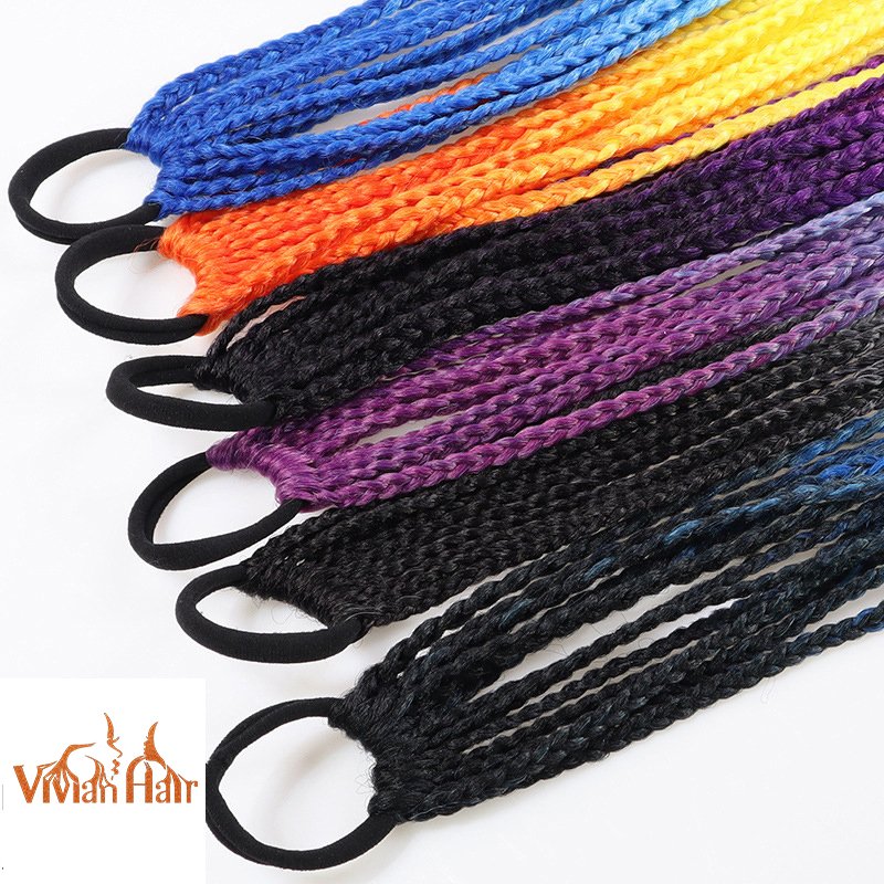 24inch 100g colorful rainbow ombre box braid twisted braid elastic hair band ponytail holder twist ponytail twist for kids