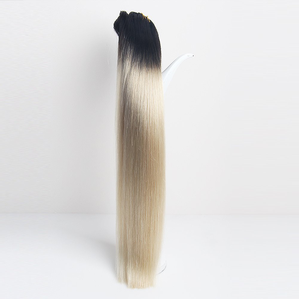 Ombre Customized Double Drawn 160g Blonde Virgin remy Seamless Clip in hair extension 100 real Brazilian human hair Extensions