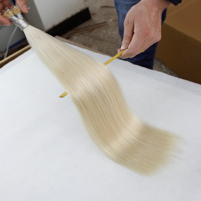 keratin 8 to 30 inch russian platinum blonde color hair real remy human nano ring/nano tip hair extensions