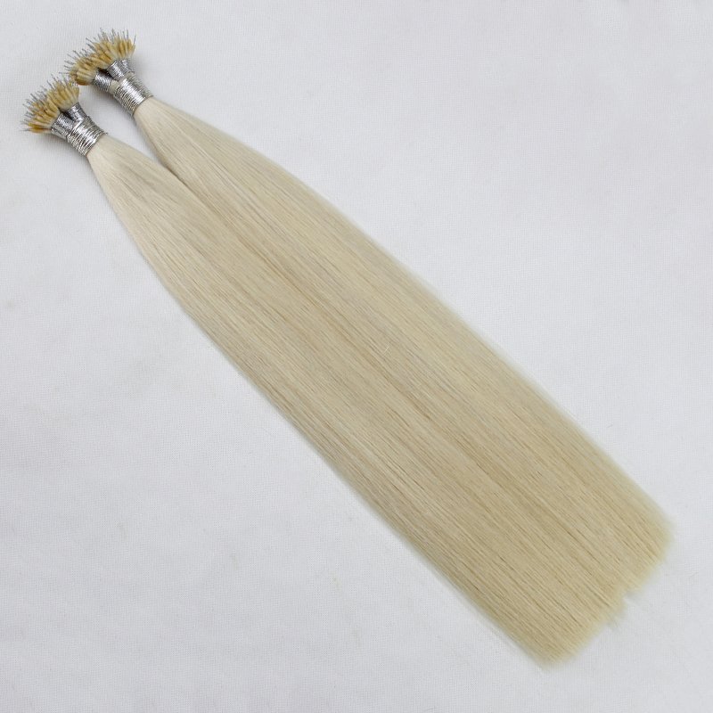 keratin 8 to 30 inch russian platinum blonde color hair real remy human nano ring/nano tip hair extensions