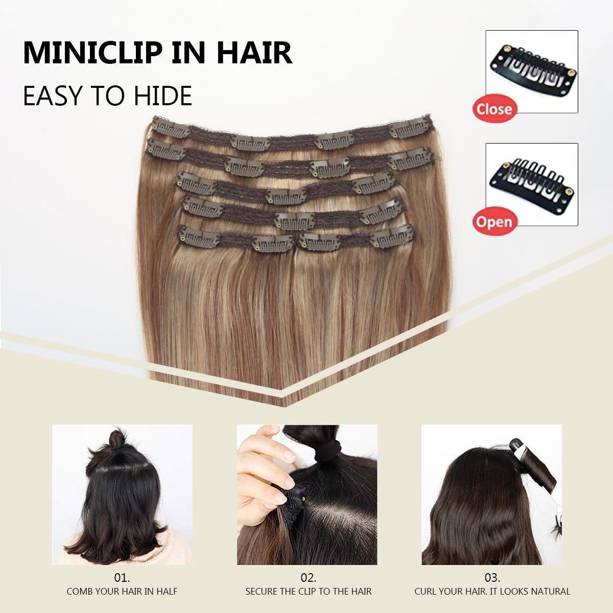 100% Russian human hair full thick end lace clip in human hair extensions balayage color popular hair extensions