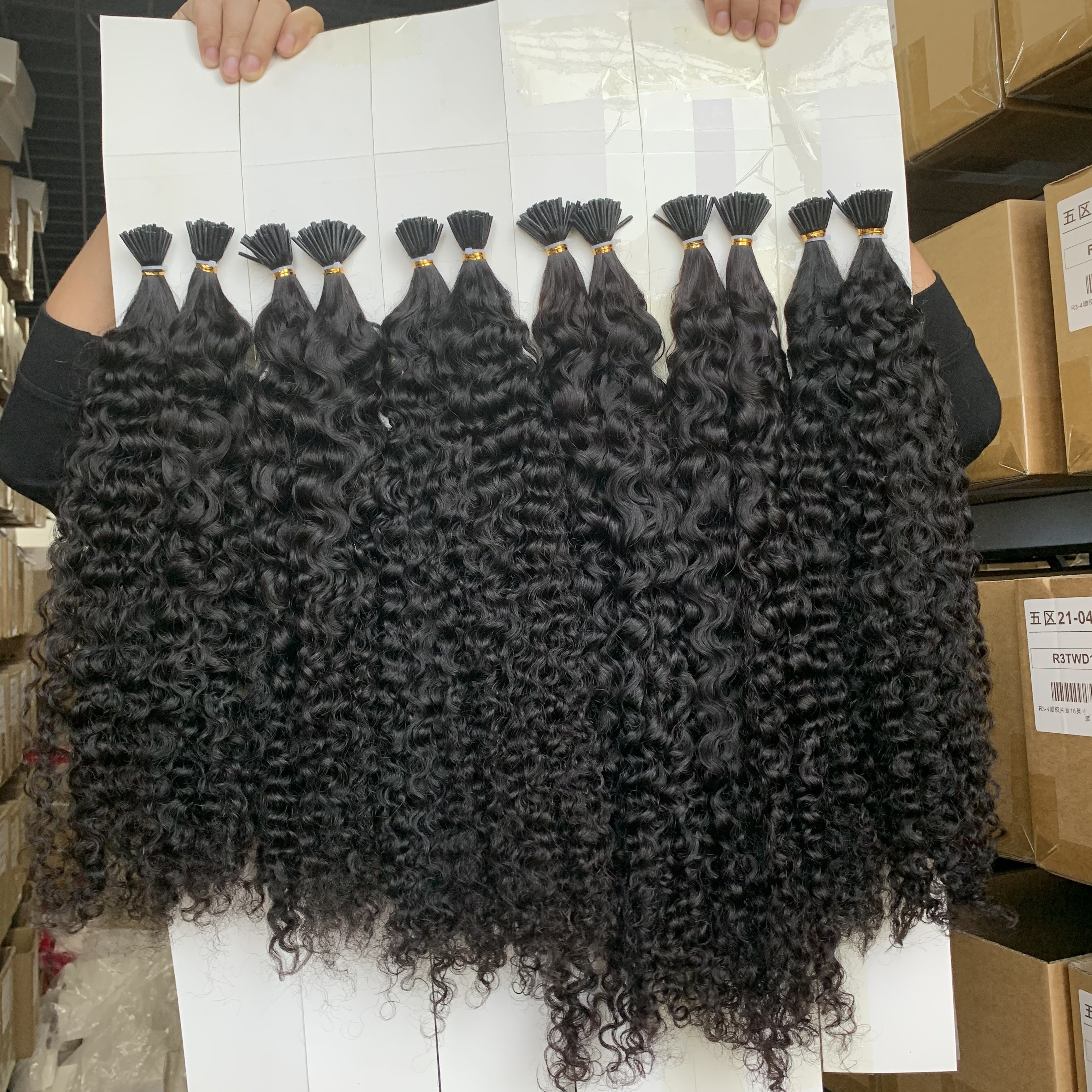 Wholesale 4A 4B 4C Kinky curly itip human Hair Extension Micro link I Tip curly Hair Extensions For Black Women