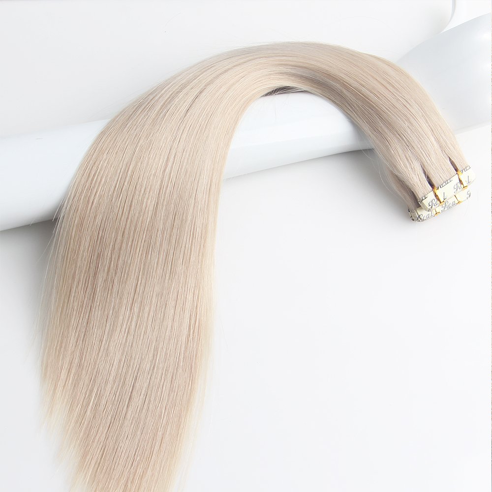 Strong Adhesive Tape Double Drawn Invisible Skin Weft 100 Remy Russian Silver Mini Tape ins PU Skin Weft Human Hair Extensions