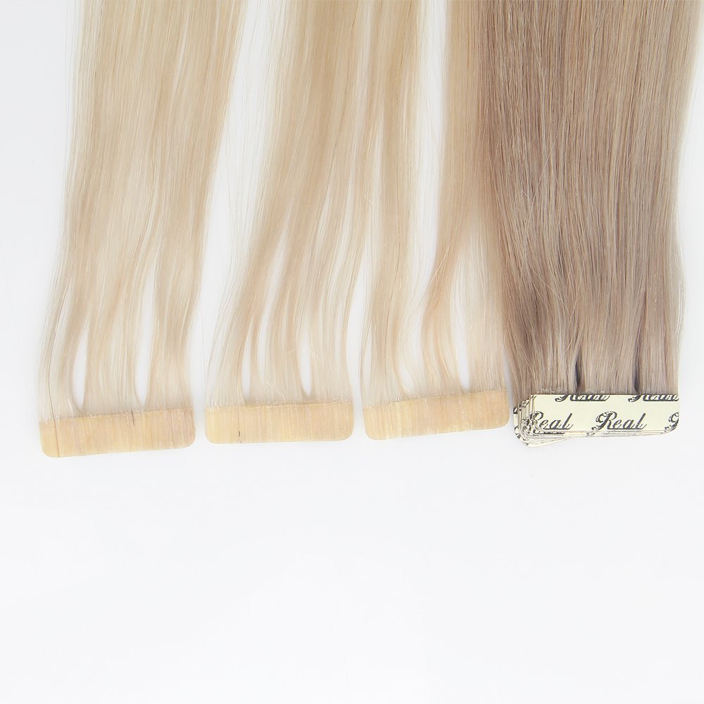 Strong Adhesive Tape Double Drawn Invisible Skin Weft 100 Remy Russian Silver Mini Tape ins PU Skin Weft Human Hair Extensions