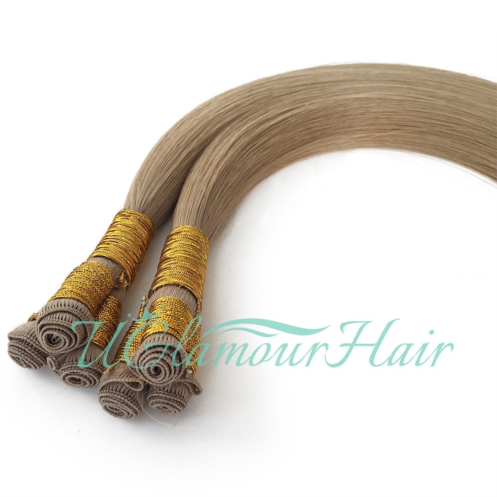 U Glamour Hair Indian 100% Virgin Cuticle best quality adhesive Hand Tied Weft swatch human hair extensions