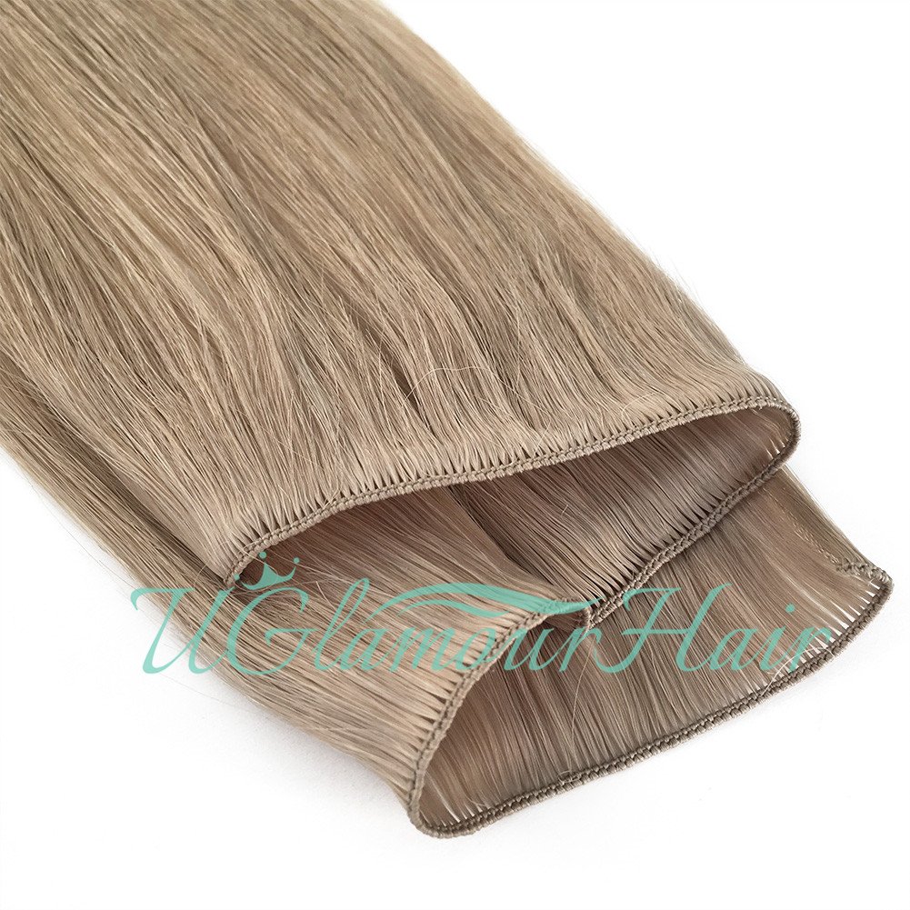 U Glamour Hair Indian 100% Virgin Cuticle best quality adhesive Hand Tied Weft swatch human hair extensions