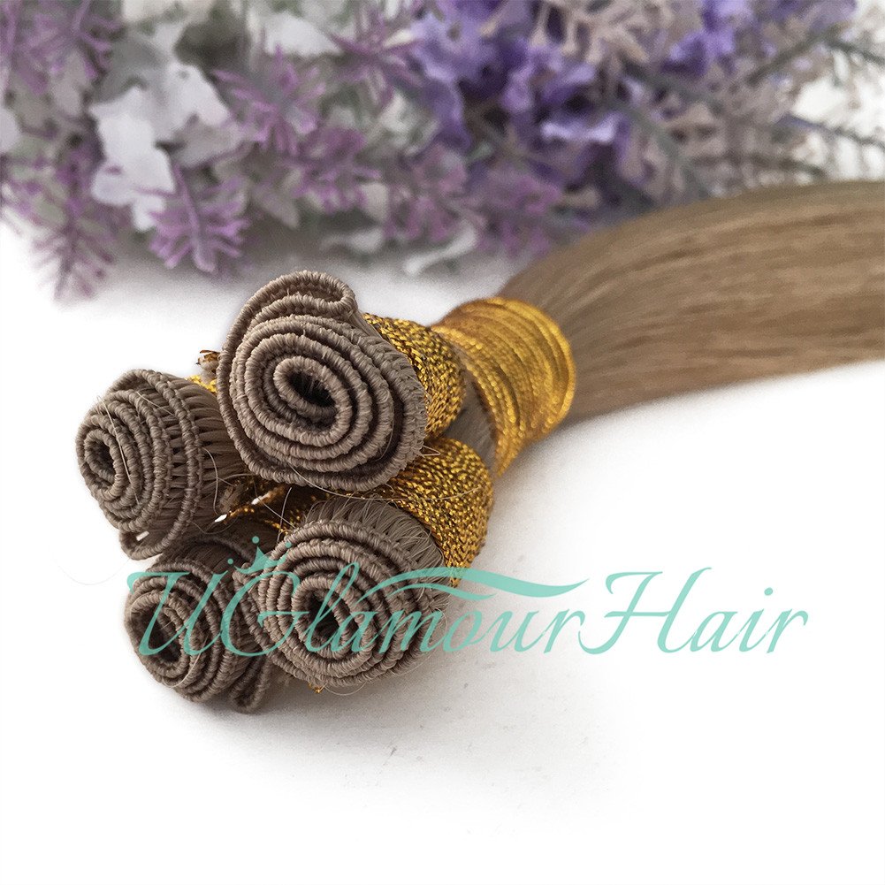 U Glamour Hair Indian 100% Virgin Cuticle best quality adhesive Hand Tied Weft swatch human hair extensions