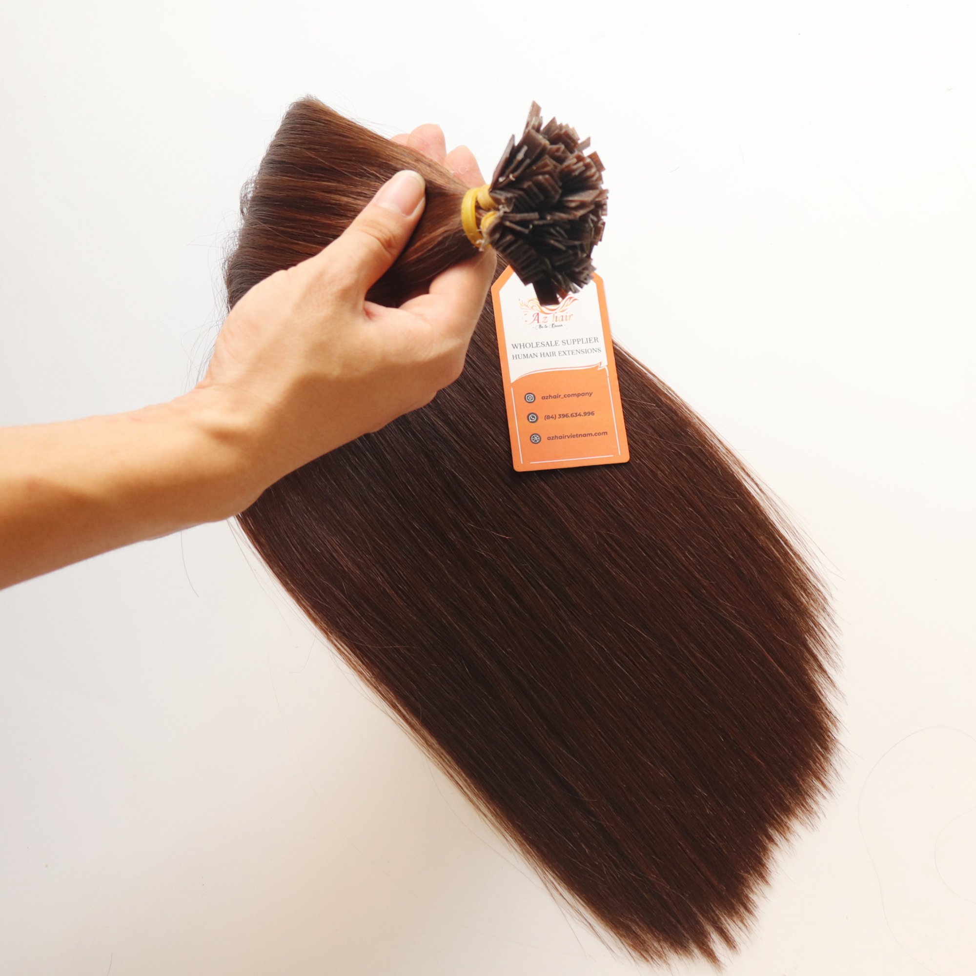 Wholesale Cheap Raw Vietnamese Hair Flat Tip Dark Brown Straight Human Hair Extensions Raw Virgin hair bundle