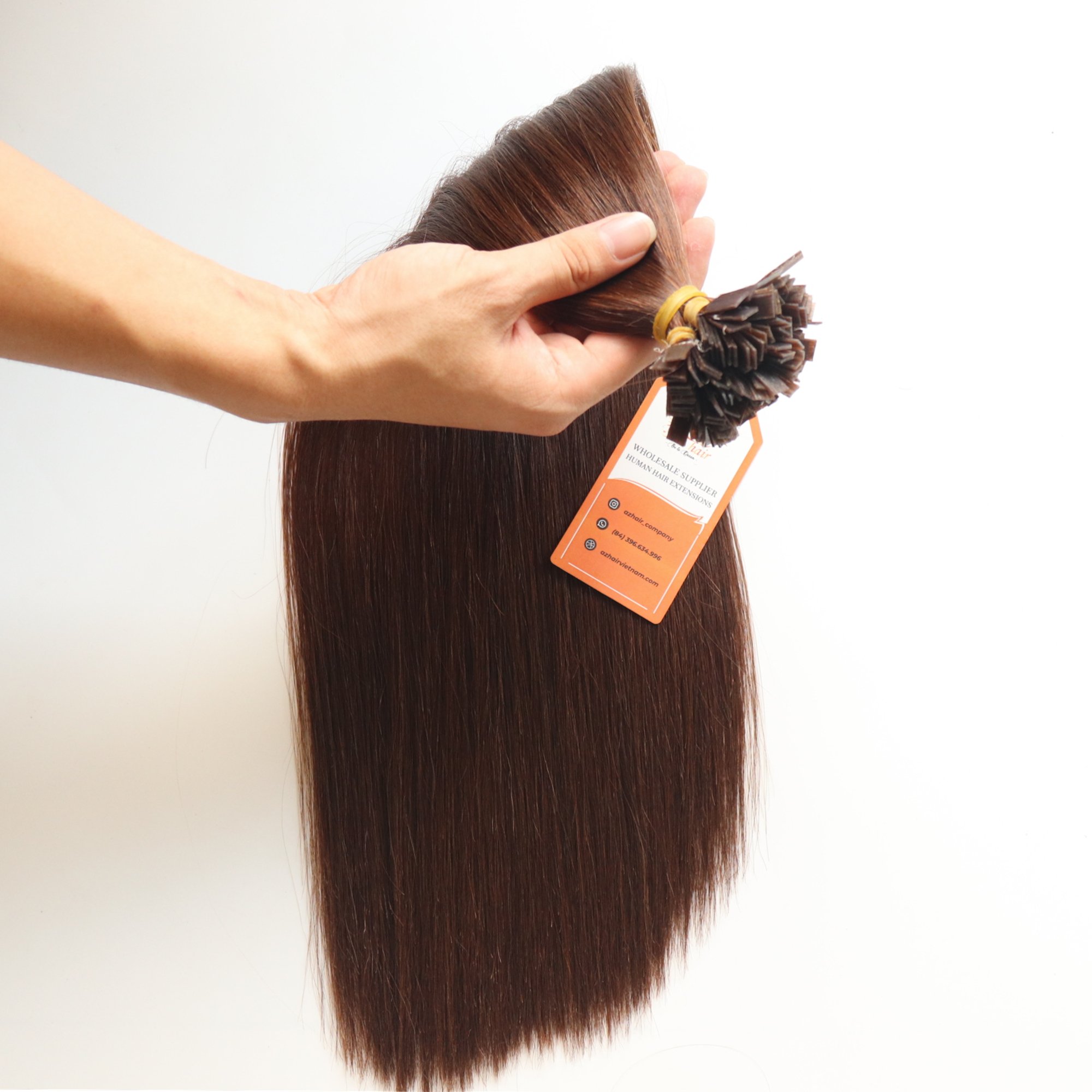 Wholesale Cheap Raw Vietnamese Hair Flat Tip Dark Brown Straight Human Hair Extensions Raw Virgin hair bundle