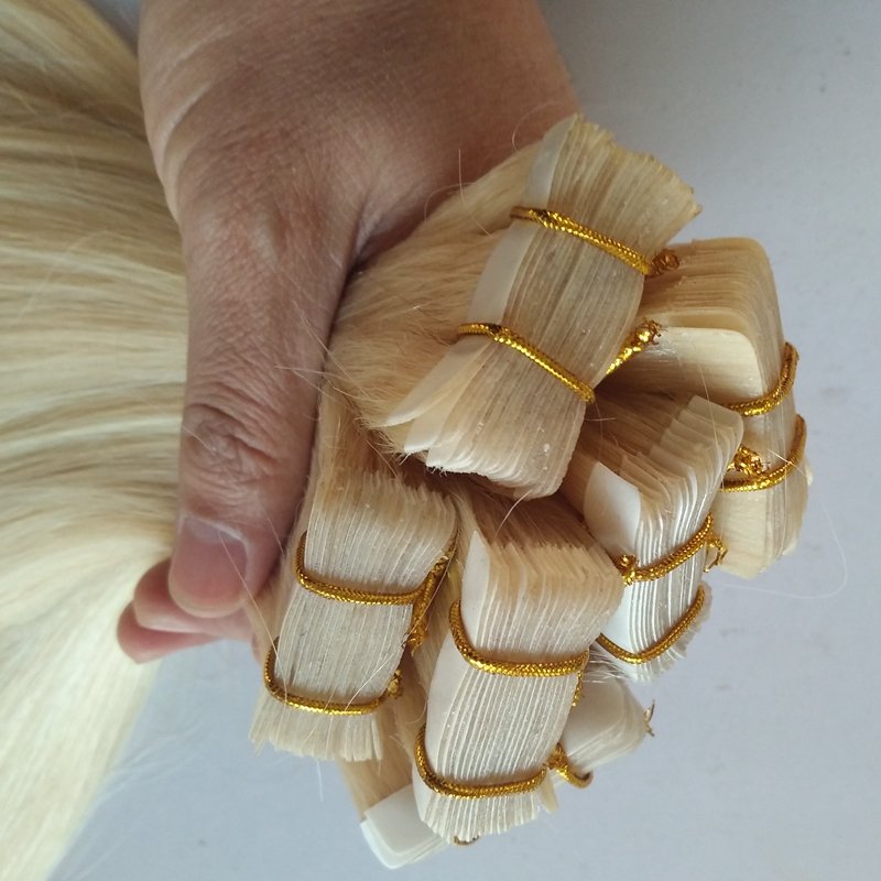 Wholesale double drawn 100% remy human hair tape hair extension invisible brazilian double sided tape in hair
