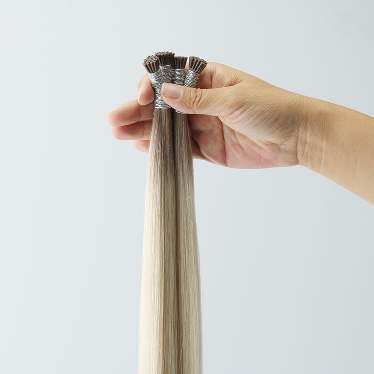 Wholesale Exquisite Soft Glue Keratin hair extensions, Double Drawn Human Hair I tip Hair extensions