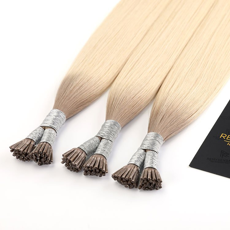 Wholesale Exquisite Soft Glue Keratin hair extensions, Double Drawn Human Hair I tip Hair extensions