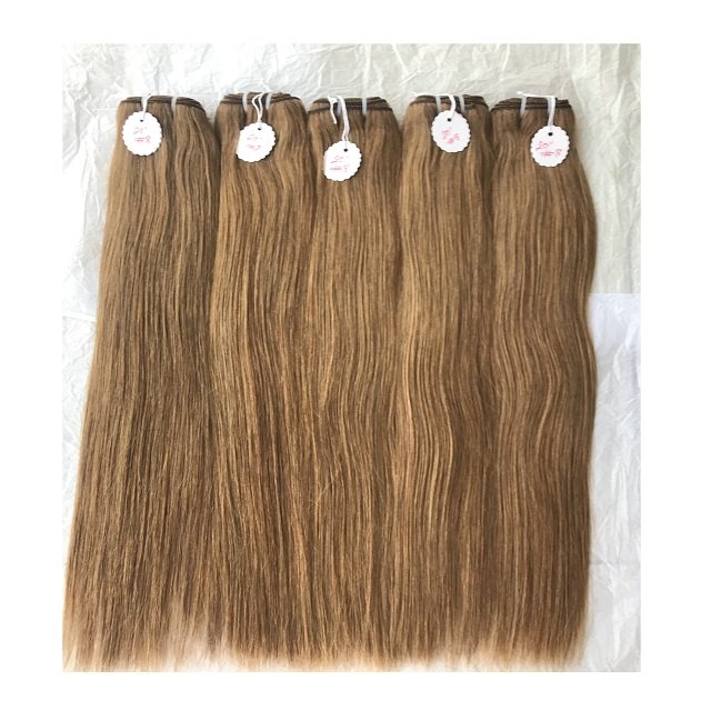 Export Remy Virgin European Cuticle Aligned 20 Inch #8 Coloured Straight Hair Bundle Extension Single Donor Double Machine Weft