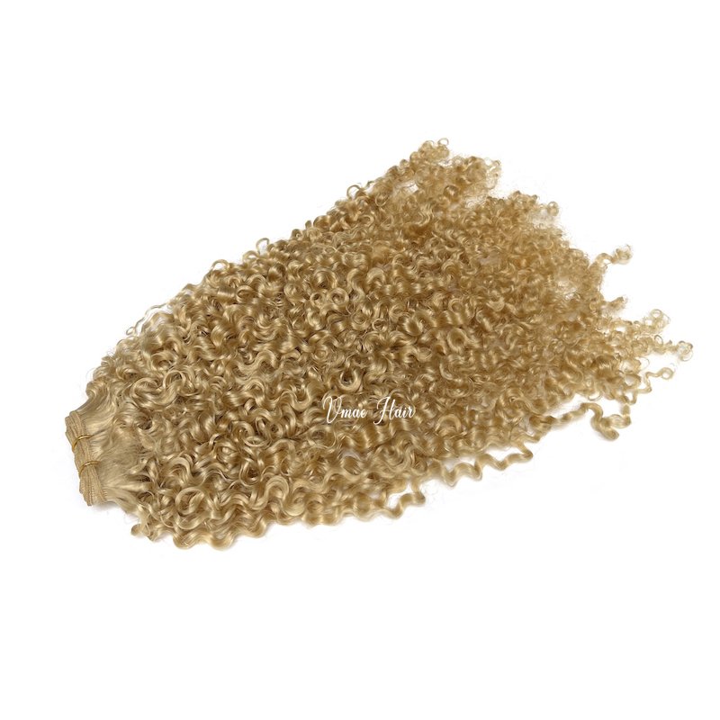 VMAE European 100% Unprocessed Full Cuticle Human Hair Extensions Raw Blonde 613 Light Color Small Coily Kinky Curly Human Hair