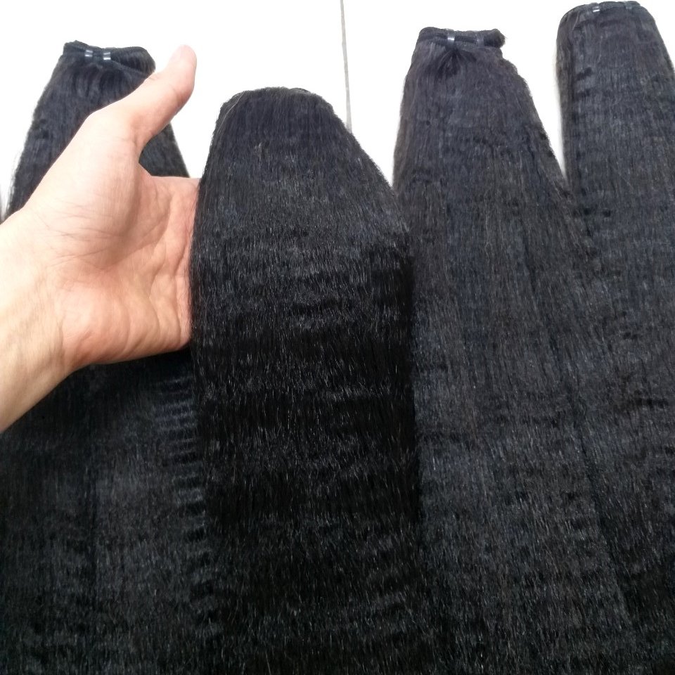 Weft Hair Bundles Kinky Straight Real Human Hair Extensions Natural Black Raw Virgin Cuticle Aligned High Quality Cheap Price