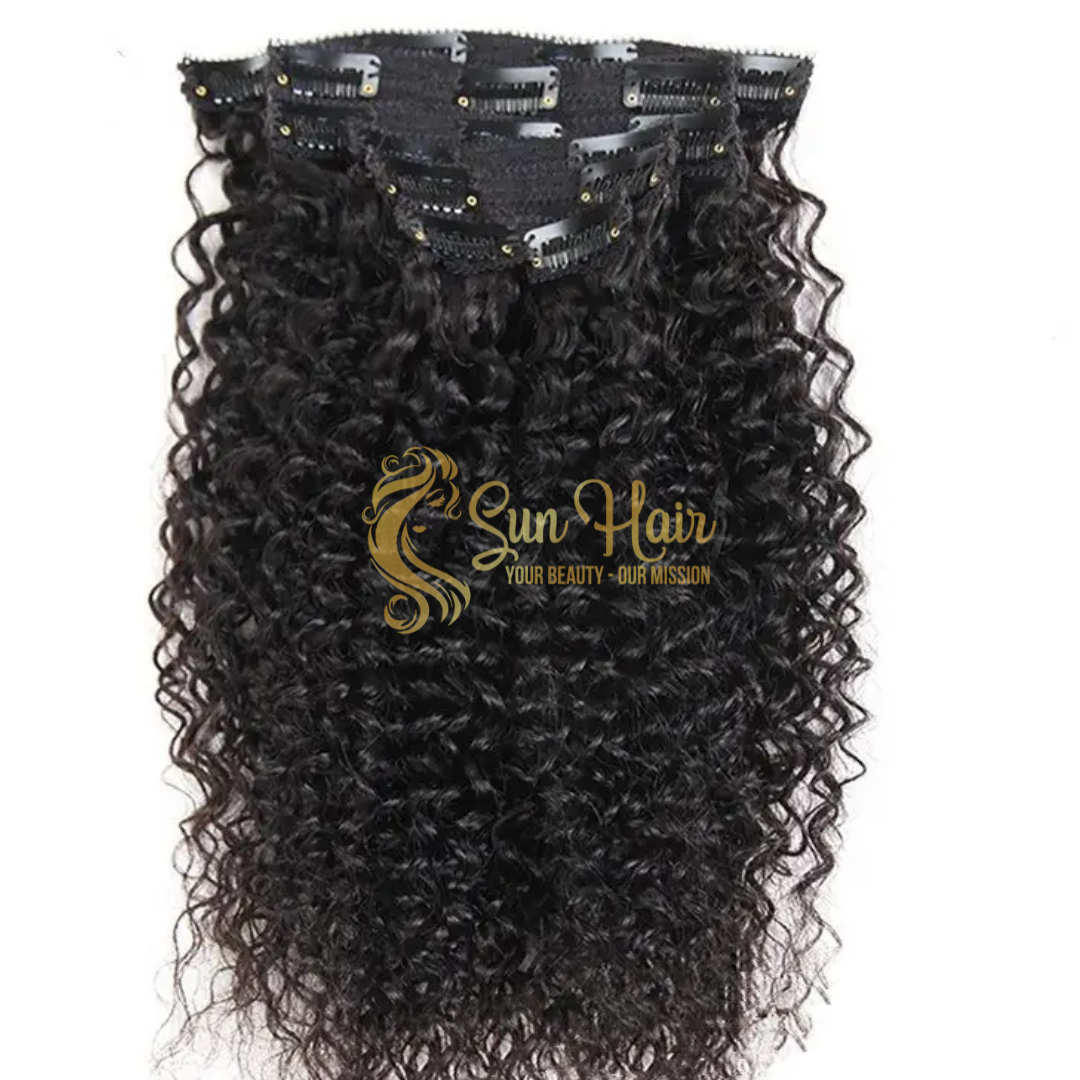 Sun Hair Company Best Seller High Quality Virgin Natural Color Kinky Curly Clip in 100% Vietnamese Human Hair Extensions