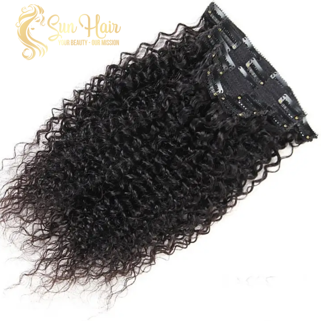Sun Hair Company Best Seller High Quality Virgin Natural Color Kinky Curly Clip in 100% Vietnamese Human Hair Extensions