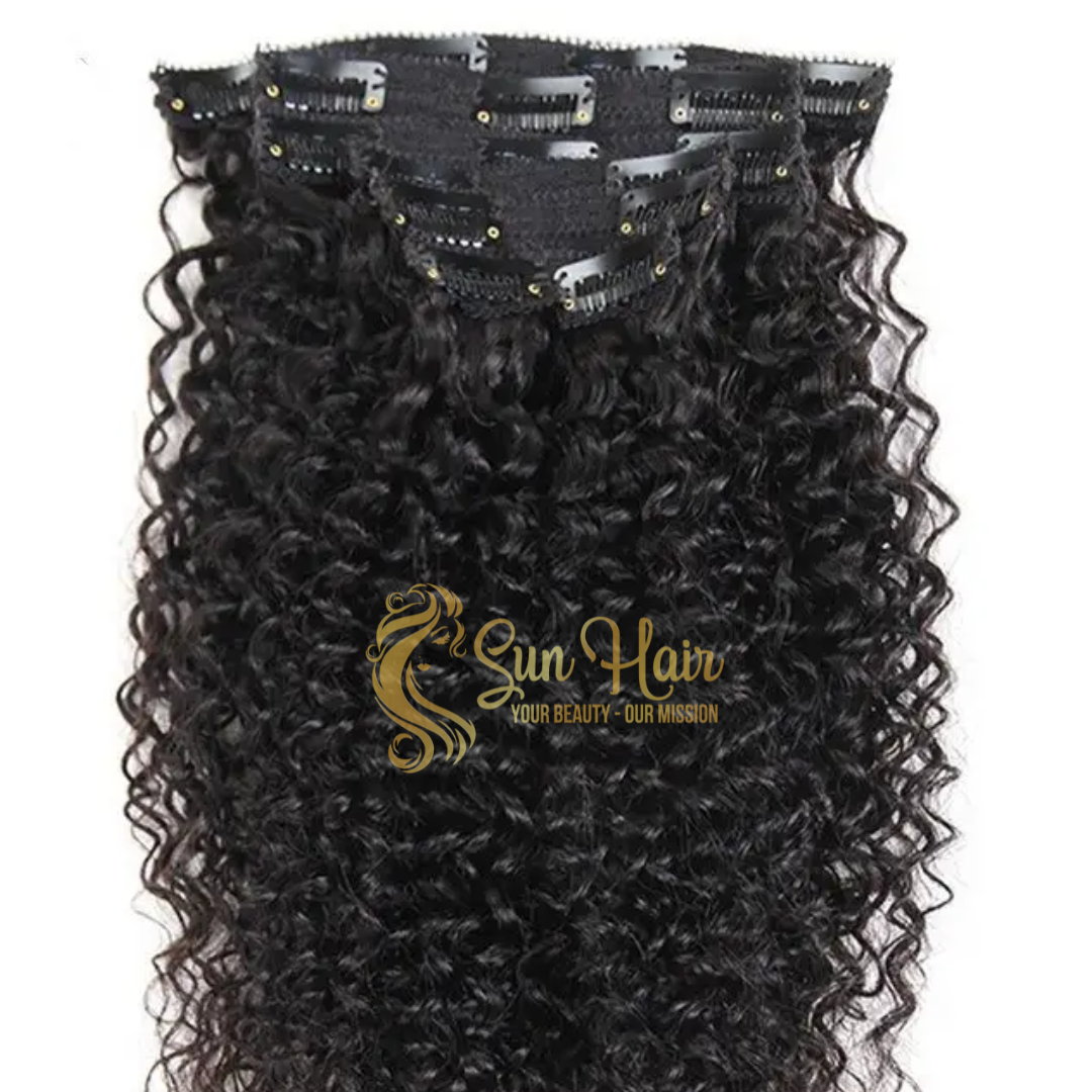 Sun Hair Company Best Seller High Quality Virgin Natural Color Kinky Curly Clip in 100% Vietnamese Human Hair Extensions