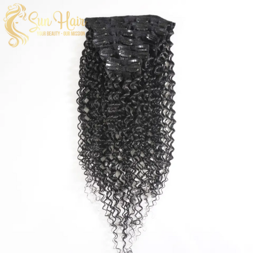 Sun Hair Company Best Seller High Quality Virgin Natural Color Kinky Curly Clip in 100% Vietnamese Human Hair Extensions