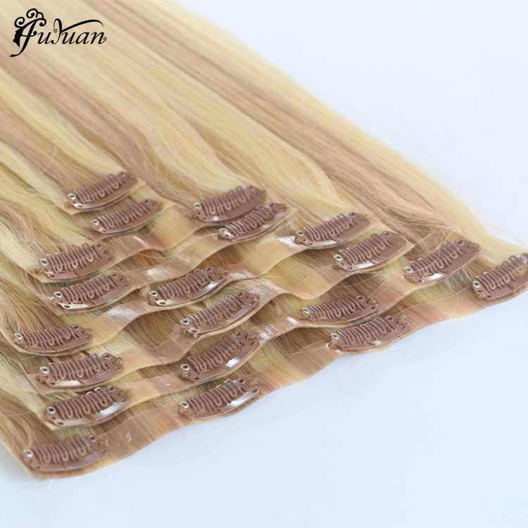 Double Drawn 100% Seamless invisible Clip In cambodian Human raw Hair Extension