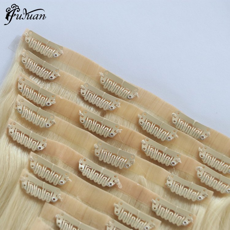 Double Drawn 100% Seamless invisible Clip In cambodian Human raw Hair Extension