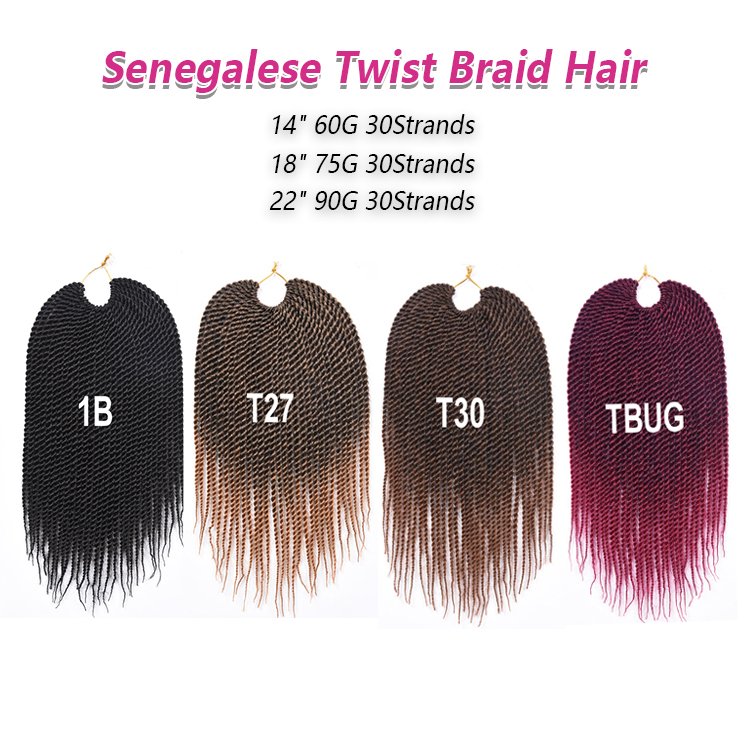 Julianna Wholesale Hair 14 18 22 Inch Senegalese Twist Synthetic Hair Crochet Braid Twist Thin Mini Mambo Twist Crochet Hair