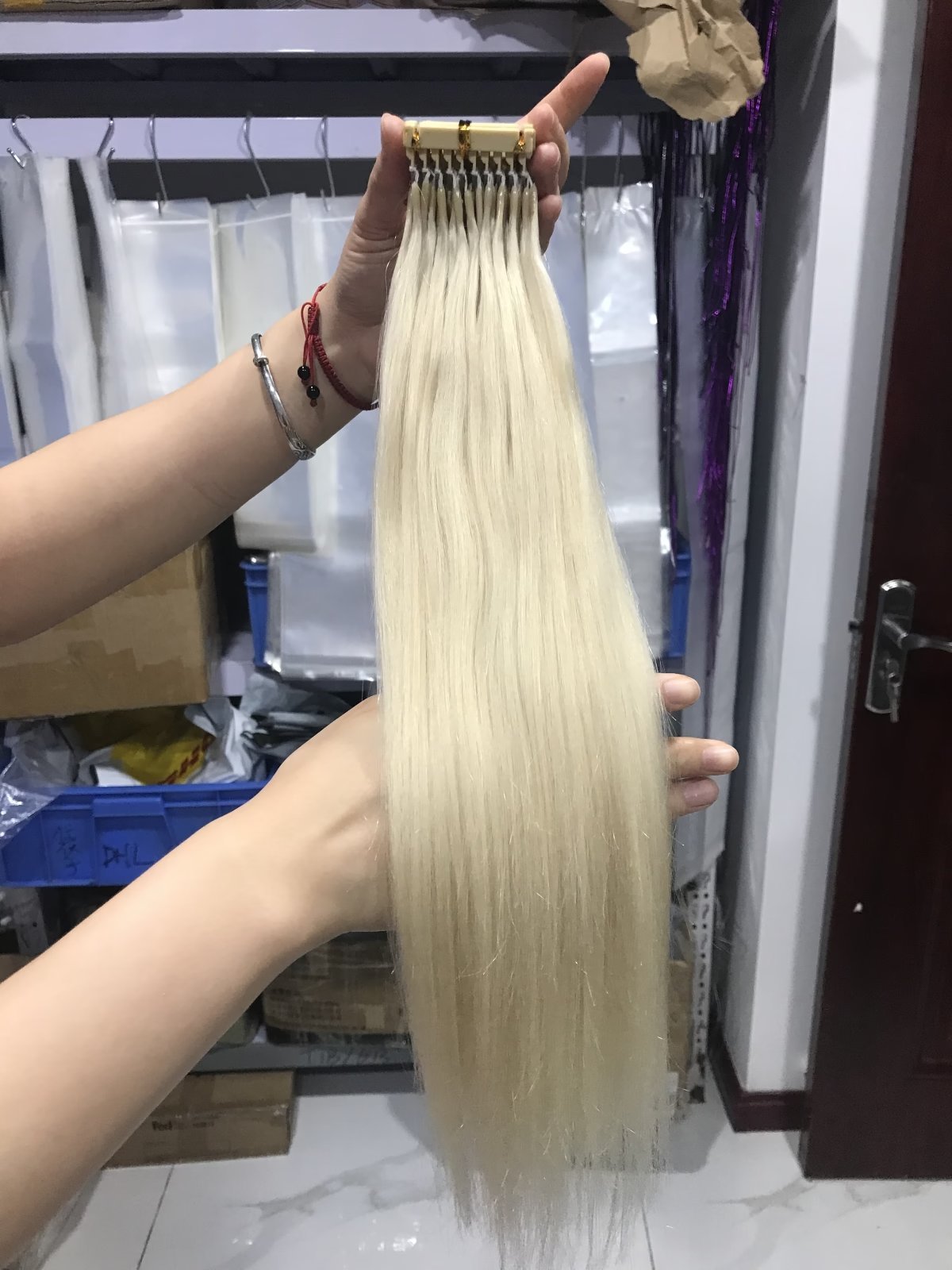 Hot Sale Cuticle Aligned 6D-2 Keratin Hair Stick Tips Silky Straight Double Drawn 6D Russian Remy Human Hair Extensions