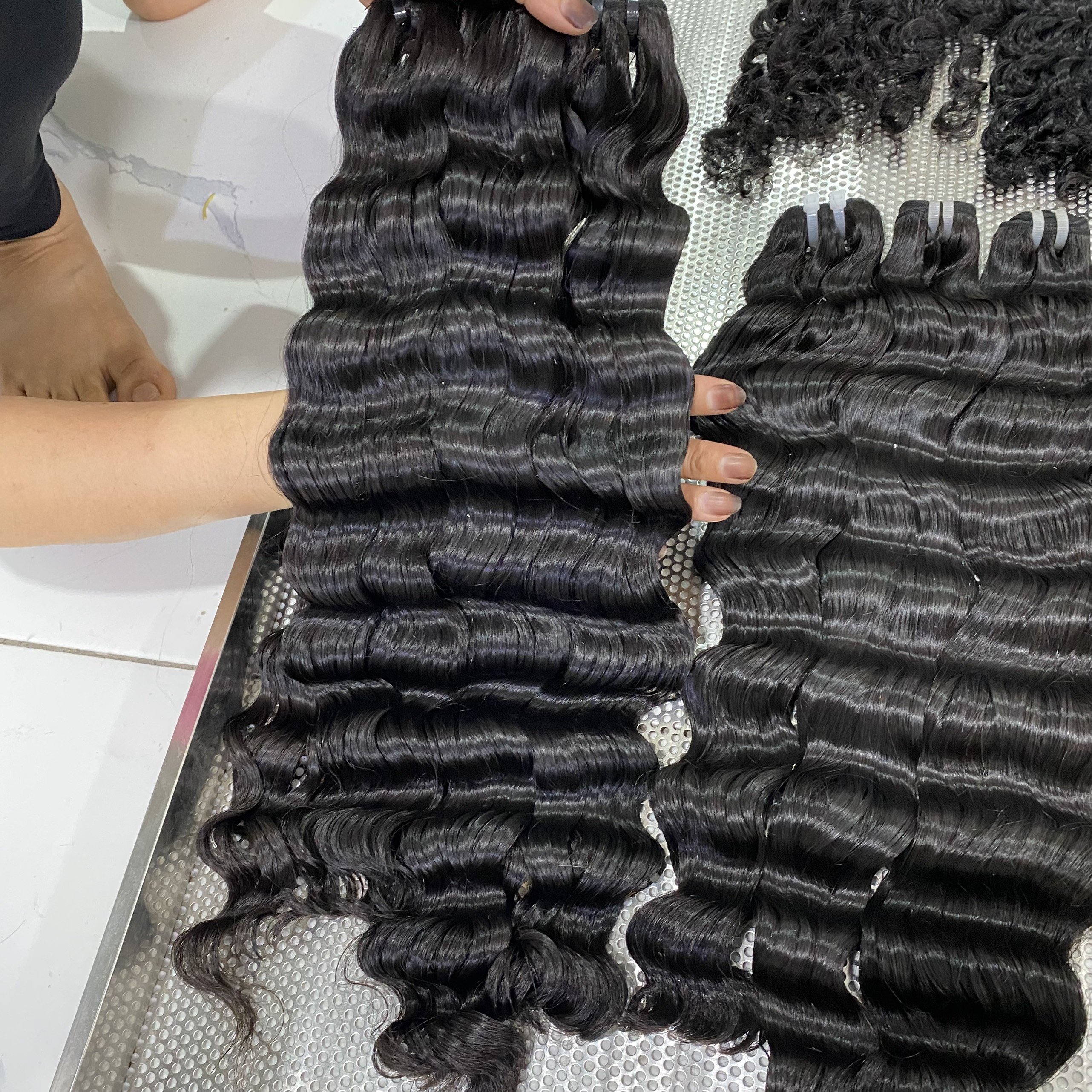 Premium Quality Vietnamese Raw Hair Super Double Drawn Deep Wave Natural Lace HD Black Virgin Human Hair Extensions
