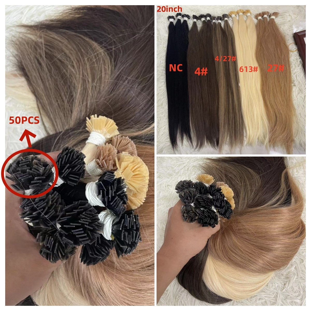 Letsfly Flat Tip Human Hair Extensions Virgin Remy Hair Wholesale Blonde 27# Color 50Gram/Pack 18-30inch Natural Straight Hair