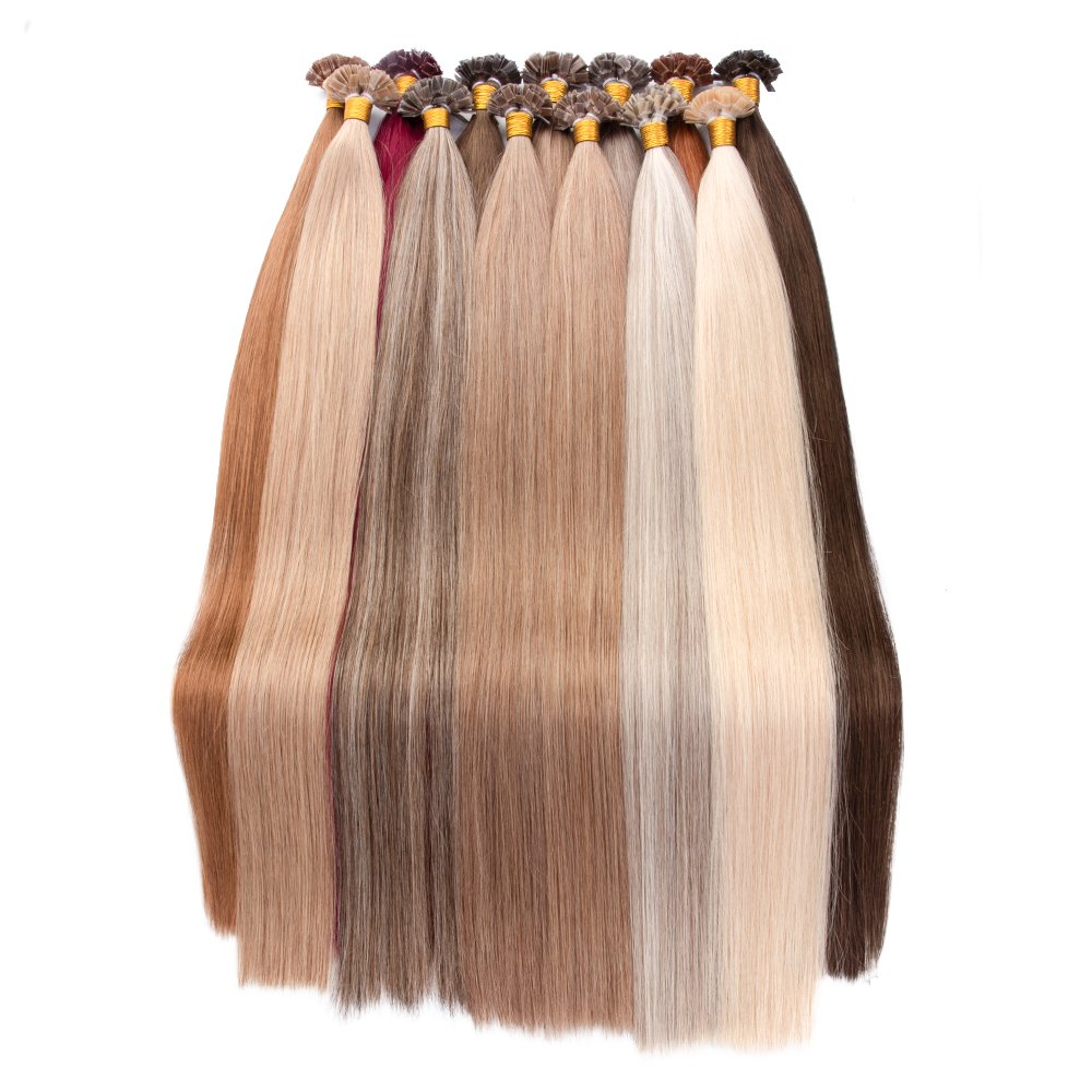 Fast delivery raw Russian hair keratin extensions cuticle aligend 50g per pack keratin tip human hair extensions