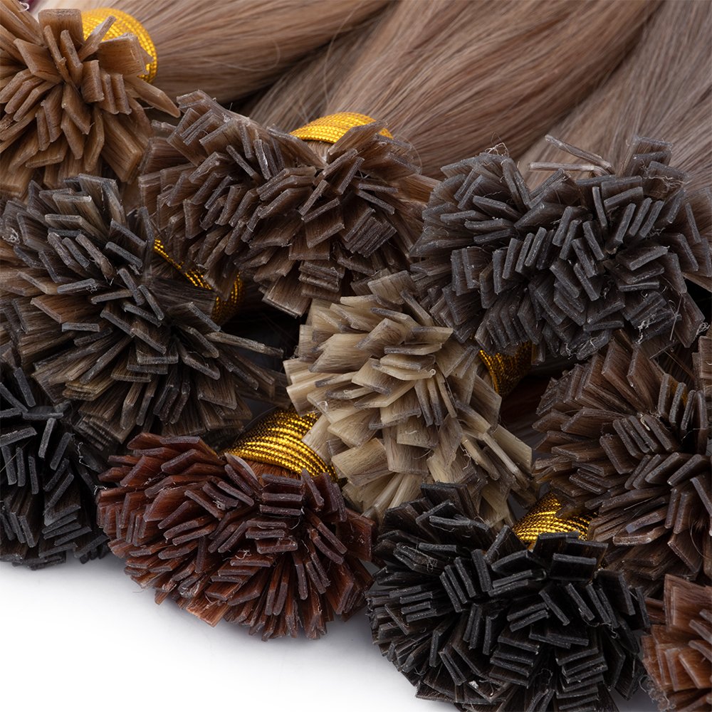 Fast delivery raw Russian hair keratin extensions cuticle aligend 50g per pack keratin tip human hair extensions