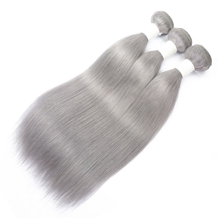 Apple Girl Factory Price Mink Brazilian Hair bundle Unprocessed Virgin Straight Hair Bundles Gray Color Human Hair Weave Bundles