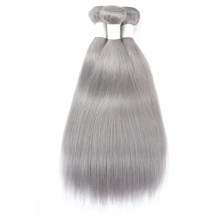 Apple Girl Factory Price Mink Brazilian Hair bundle Unprocessed Virgin Straight Hair Bundles Gray Color Human Hair Weave Bundles