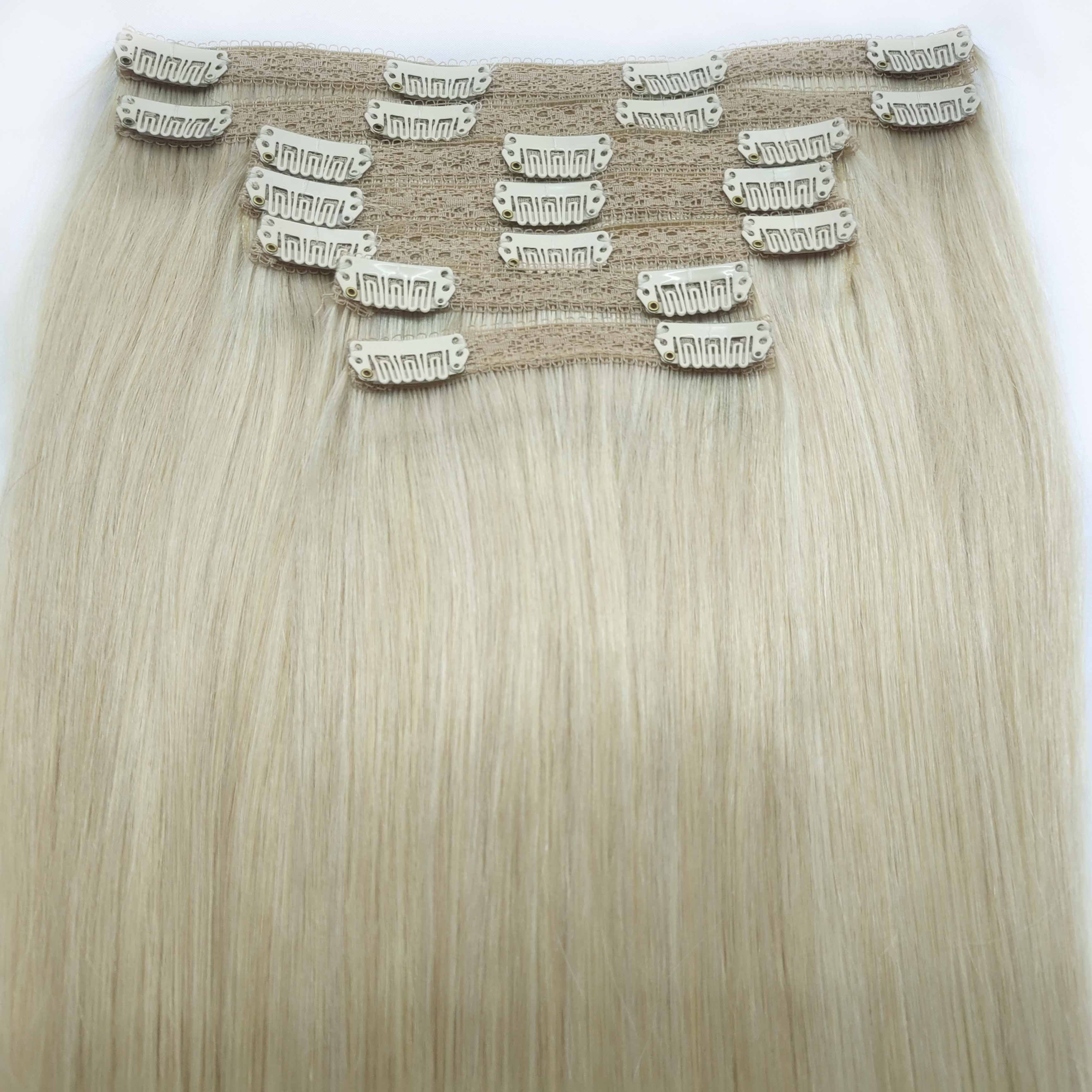clip-in human hair extension blonde color 100% human hair clip ins
