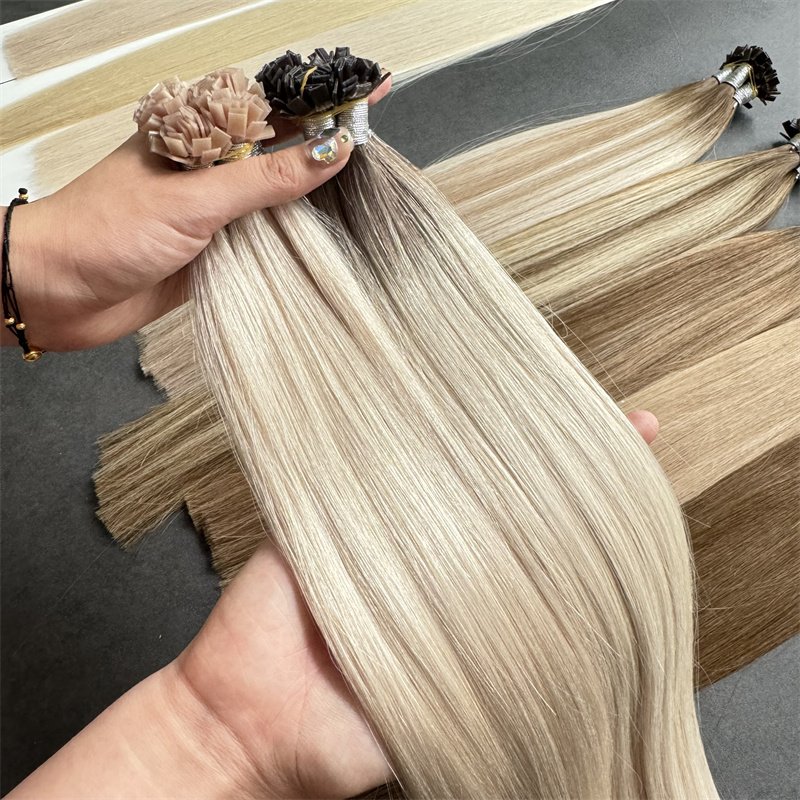 2024 Wholesale Raw Cuticle Aligned Russian Double Drawn Itip Hair Extension Keratin Stick Flat Tip Remy Human Hair Extensions