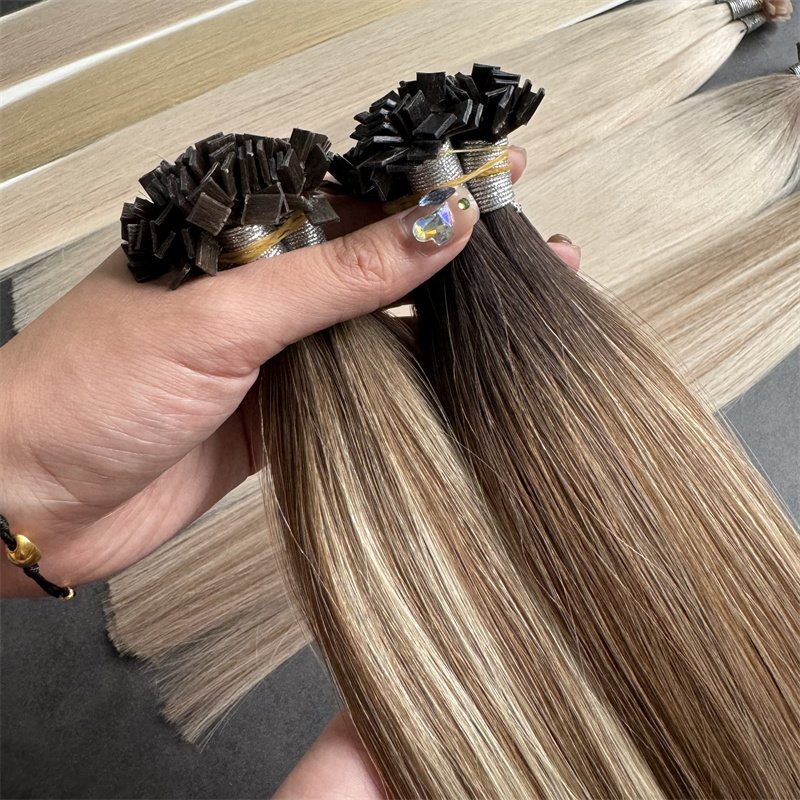 2024 Wholesale Raw Cuticle Aligned Russian Double Drawn Itip Hair Extension Keratin Stick Flat Tip Remy Human Hair Extensions