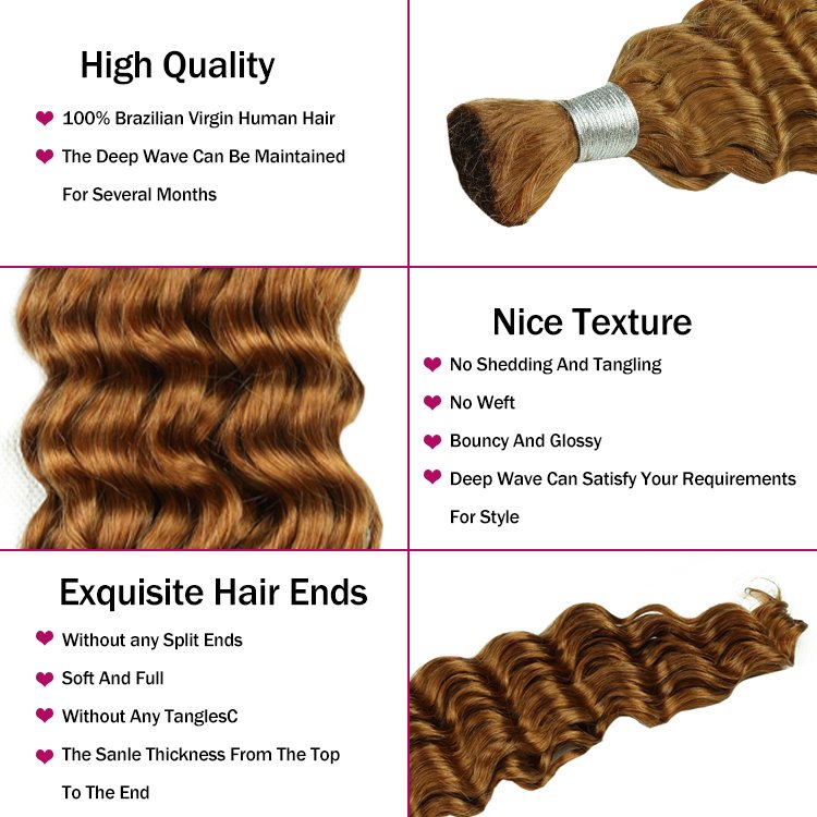 FH 100% cuticle aligned remy russian human braiding hair pre stretch deep wave deep curly human hair bulk