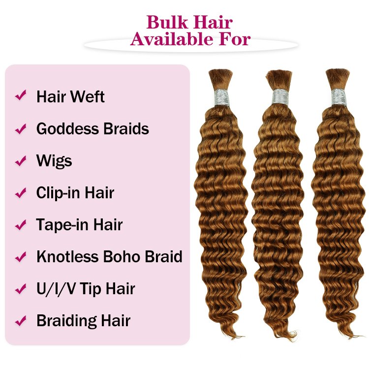 FH 100% cuticle aligned remy russian human braiding hair pre stretch deep wave deep curly human hair bulk