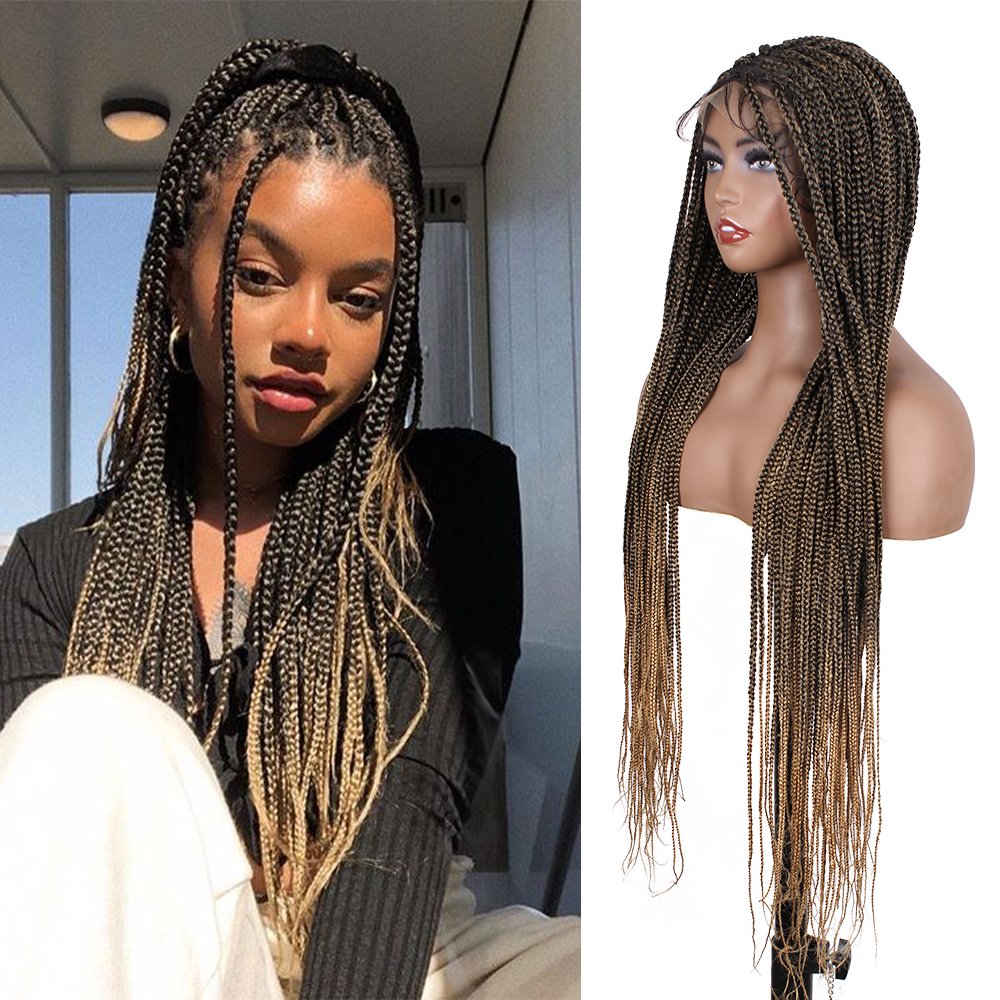 Hot Selling Full Lace Knotless Box Braided Wig African Braided Lace Front Wig Vendors Cornrow Box Braided Wigs for Black Women