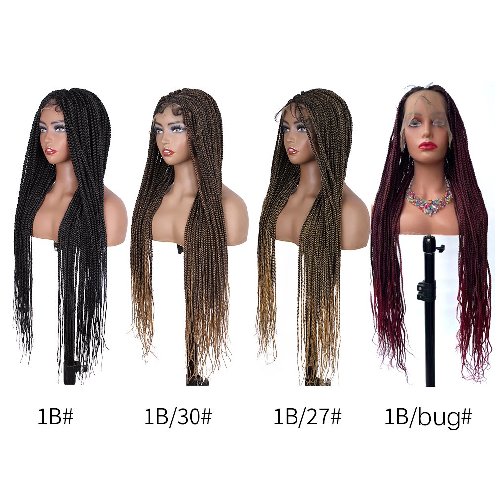 Hot Selling Full Lace Knotless Box Braided Wig African Braided Lace Front Wig Vendors Cornrow Box Braided Wigs for Black Women