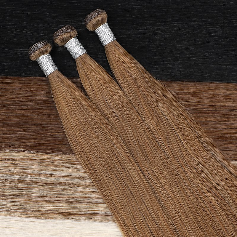 double drawn genius weft russian raw 100% remy hair virgin 50g 60g 20 22inch hand tied genius weft hair extensions human hair