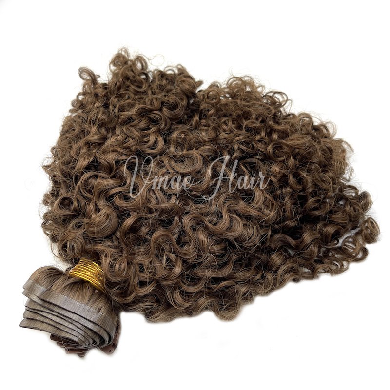 VMAE Wholesale Brazilian Clip Ins Raw Virgin Human Hair Extensions Aligned Cuticle Dark Brown Deep Curly Seamless Clip In Hair