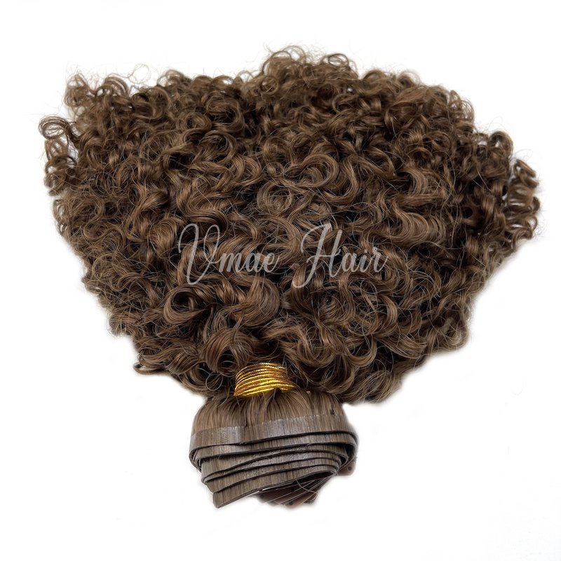 VMAE Wholesale Brazilian Clip Ins Raw Virgin Human Hair Extensions Aligned Cuticle Dark Brown Deep Curly Seamless Clip In Hair