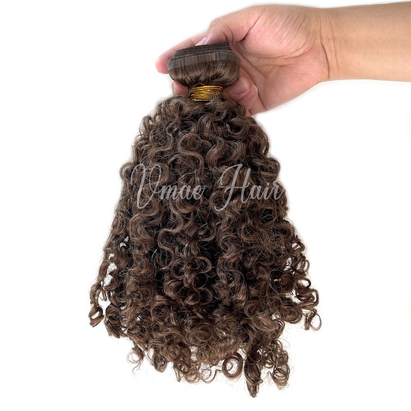 VMAE Wholesale Brazilian Clip Ins Raw Virgin Human Hair Extensions Aligned Cuticle Dark Brown Deep Curly Seamless Clip In Hair