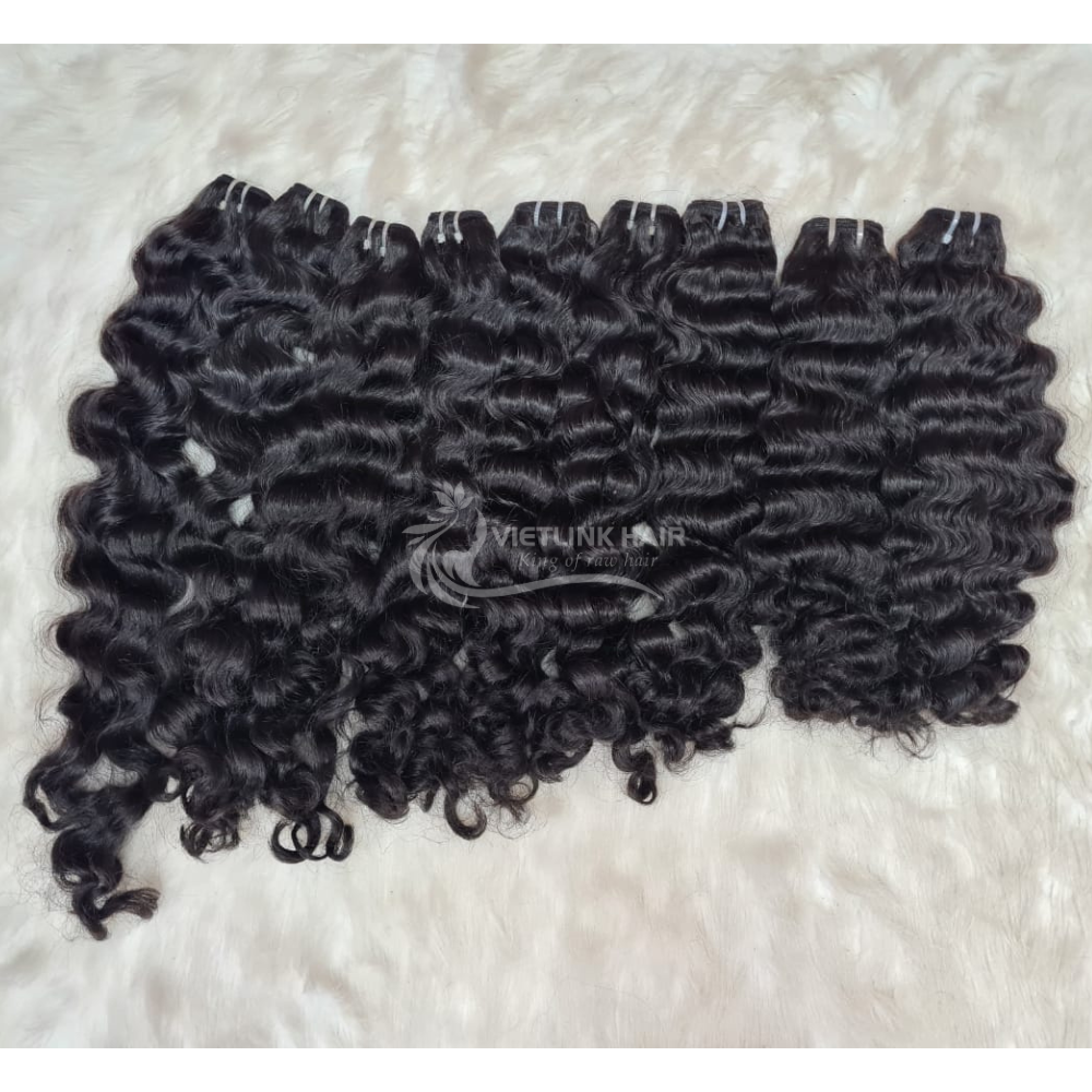 24\" High Quality Burmese Loose Curly 100% Raw Human Hair Extensions in Black Natural Color from Vietlink Hair