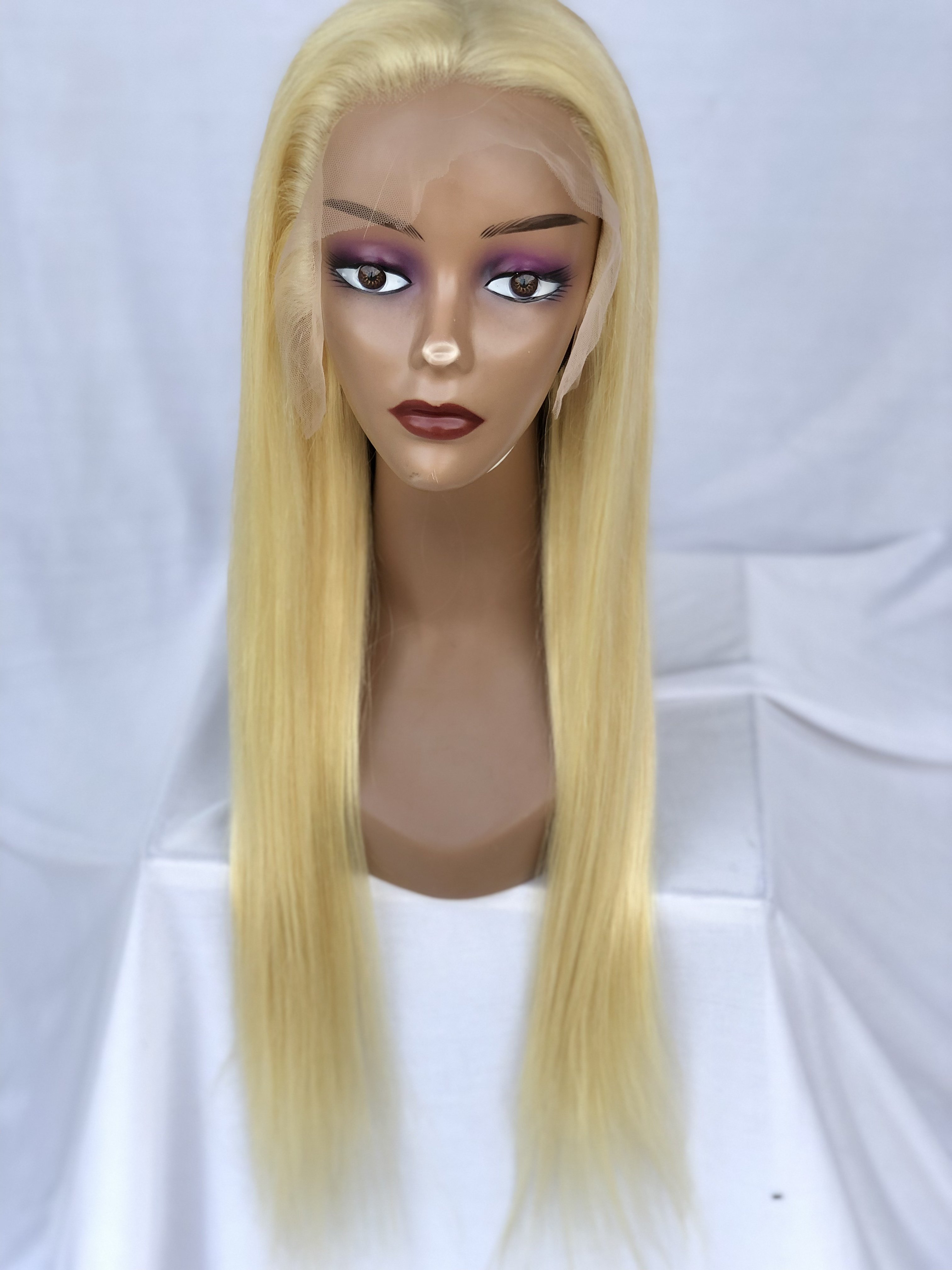 Wholesale Cambodian Indian Temple Virgin 26''Blonde Straight 13x4 Hd Lace Frontal Wig Cuticle Aligned Single Donor Indian Vendor